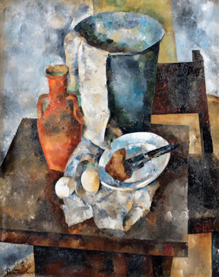 Sample artwork by Vasili Rozhdestvensky (1884 - 1963), known for modernist still life and landscape painting, graphic art - View similar artists and auction records
