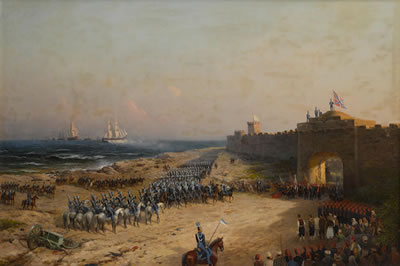 Surrender of the Turkish Fortress to the Russian Army by Pyotr Alexandrovich Sukhodolsky - Auction record, sale price, and art valuation. Compare with similar artists and explore comparable artworks.
