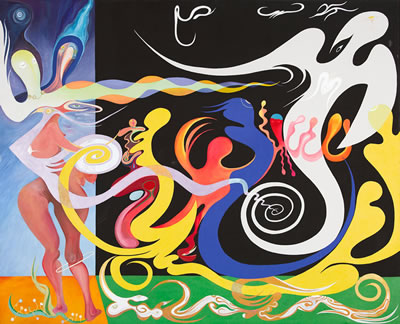 Sample artwork by Norman Stiegelmeyer (1937 - 1985), known for modernist funk imagery - View similar artists and auction records