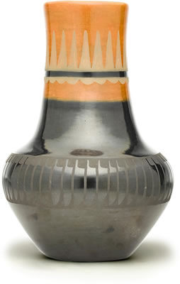 Black and sienna vase by Popovi Da & Maria Martinez - Auction record, sale price, and art valuation. Compare with similar artists and explore comparable artworks.