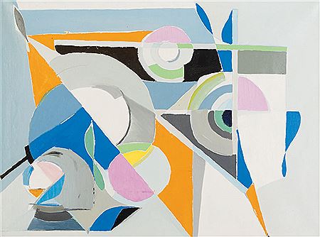 Sample artwork by Kurt Lewy (1898 - 1963), known for geometric abstraction, enamel paintings - View similar artists and auction records