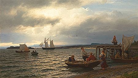 "Ved Christianiafjorden" 1874 by Hans Fredrik Gude - Auction record, sale price, and art valuation. Compare with similar artists and explore comparable artworks.