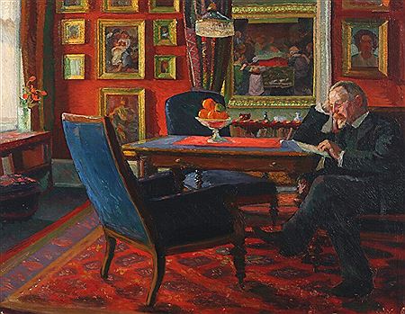 Interior with Hans Chr. Christensen reading