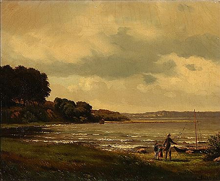 Fishing by Furesøen Lake. by Johan Vilhelm Ludvig Dahl - Auction record, sale price, and art valuation. Compare with similar artists and explore comparable artworks.