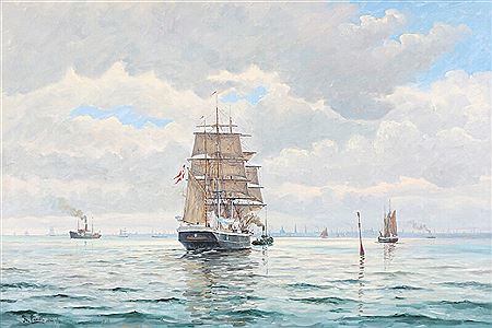 Ships off the coast of Copenhagen Harbour.