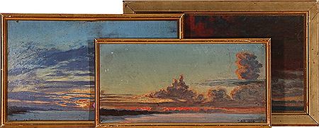 Three studies of clouds at dawn and sunset.