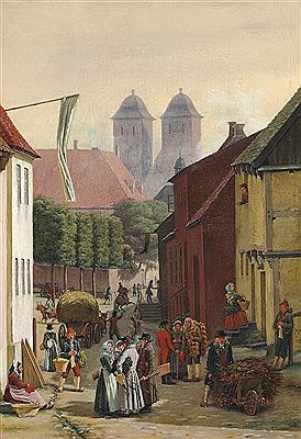 “En Torvedag i Wiborg”. A market scene in Viborg.