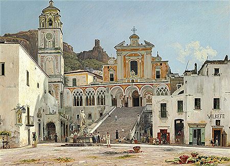 "Parti af torvet i Amalfi".