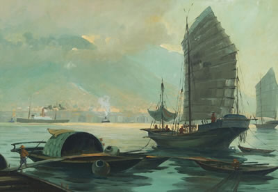 Ships in the port of Hong Kong