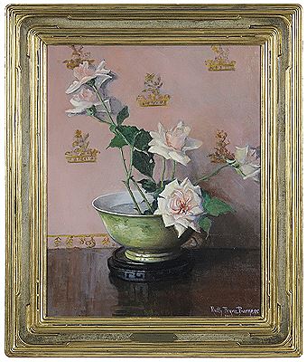 Pink Roses in a Green Bowl by Ruth Payne (Jewitt) Burgess - Auction record, sale price, and art valuation. Compare with similar artists and explore comparable artworks.
