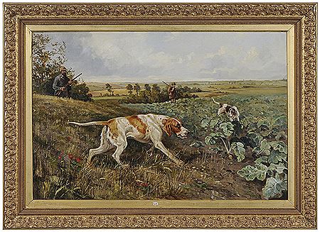 Hunters and Pointers Working a Field