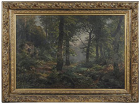 Two Deer by a Verdant Woodland Stream