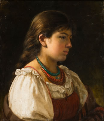 A PEASANT GIRL WITH BEADS by Vasilii Timofeevich Timofeev - Auction record, sale price, and art valuation. Compare with similar artists and explore comparable artworks.