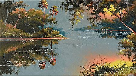 Vibrant Florida Highwaymen St. Lucie River scene