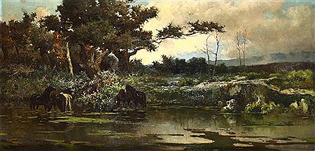Landscape with horses