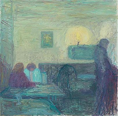 "Intérieur de café, soir"