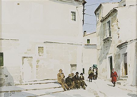 Vecchi al sole by Aldo Riso - Auction record, sale price, and art valuation. Compare with similar artists and explore comparable artworks.