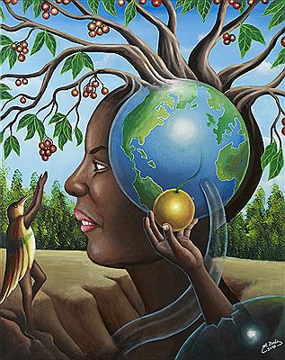 FEMME PORTEUSE DU MONDE
