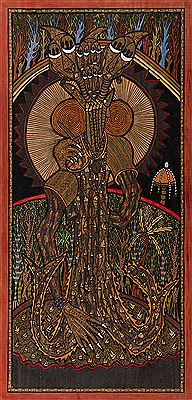 Sample artwork by Prince Twins Seven-Seven (1944 - 2011), known for brightly colored patterned painting - View similar artists and auction records