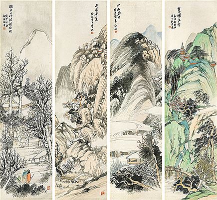 Sample artwork by Tiemei Hu (1848 - 1899), known for landscape, figure, and flower paintings - View similar artists and auction records