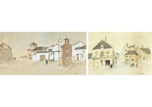 Village with a bell tower(a set of 2)