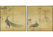 Peacocks in Autumn(a pair of 2-panel byobu screens) by Buzan Kimura - Auction record, sale price, and art valuation. Compare with similar artists and explore comparable artworks.