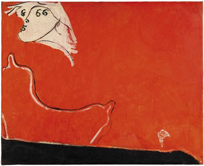 Amalassunta su fondo rosso chiaro
