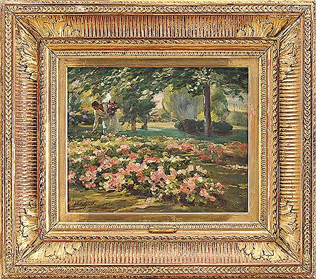 A Lady picking Flowers by Jose Veloso Salgado - Auction record, sale price, and art valuation. Compare with similar artists and explore comparable artworks.