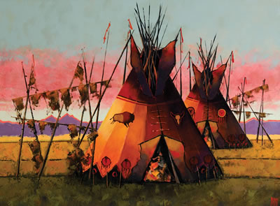 Home of the Buffalo Hunters by David Mayer - Auction record, sale price, and art valuation. Compare with similar artists and explore comparable artworks.