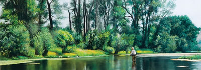 Sample artwork by Shirley Cleary (Born 1942), known for fishermen in panoramic waterscape - View similar artists and auction records
