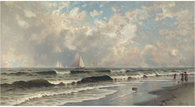 Afternoon, Southampton Beach by Alfred Thompson Bricher - Auction record, sale price, and art valuation. Compare with similar artists and explore comparable artworks.