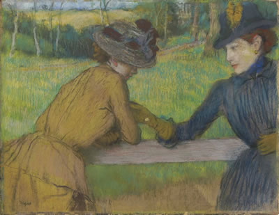 Deux femmes appuyées à une barrière (Conversation)