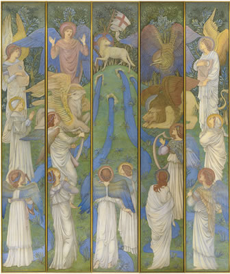 Paradise, with the Worship of the Holy Lamb (On five panels)