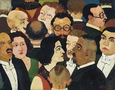 Grosse Gesellschaft (Theaterpause) by Josef Scharl - Auction record, sale price, and art valuation. Compare with similar artists and explore comparable artworks.