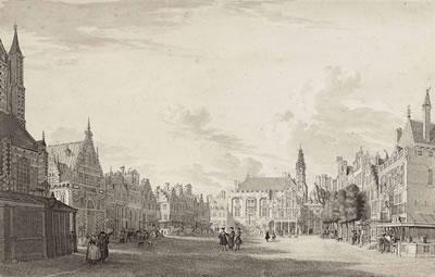 A view of the Grote Markt, Haarlem, with the Town Hall in the background
