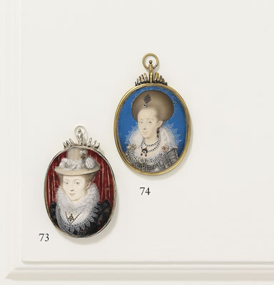 Elizabeth of Bohemia (1596-1662), ‘The Winter Queen’, blue background; gold border