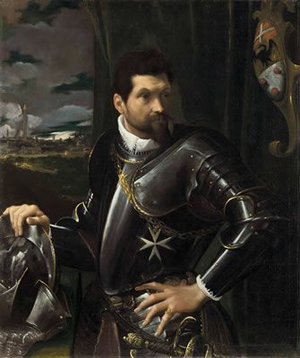 Portrait of Carlo Alberto Rati Opizzoni in armour, three-quarter-length, wearing the Order of the Knights of Malta, the city of Bologna beyond by Lodovico Carracci - Auction record, sale price, and art valuation. Compare with similar artists and explore comparable artworks.