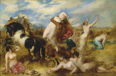 Pluto carrying off Proserpine: "That fair field of Enna, where Proserpine gathering flowers, herself a fairer flower, by gloomy Dis was gathered."