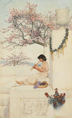 A girl playing panpipes