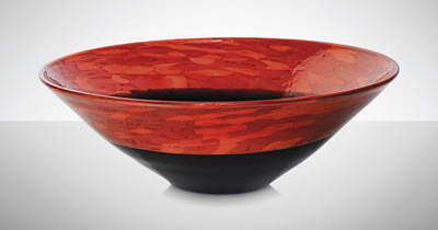A rare and Important 'Red and Black Laccati' bowl, model no. 3710, 1940