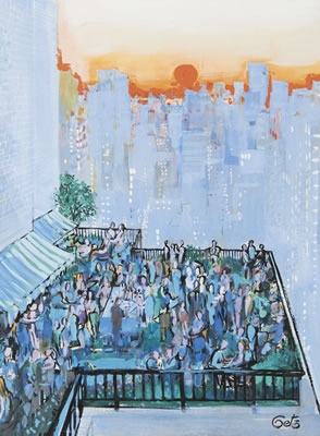 Balcony scene, New York, possibly a design for The New Yorker magazine by Arthur Kimmel Getz - Auction record, sale price, and art valuation. Compare with similar artists and explore comparable artworks.