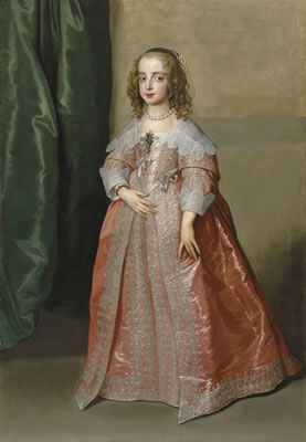 Portrait of Princess Mary (1631–1660), daughter of King Charles I of England, full-length, in a pink dress decorated with silver embroidery and ribbons by Anthony Van Dyck - Auction record, sale price, and art valuation. Compare with similar artists and explore comparable artworks.