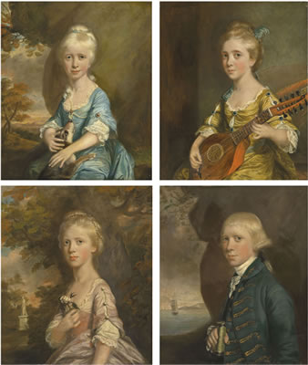 Four portraits of the children of William and Elizabeth Helyar: Joanna, aged 8; Harriet, aged 11; Edward, aged 18; and Bridget, aged 13 (4)