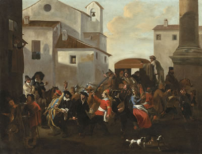 A carnival in a Roman piazza