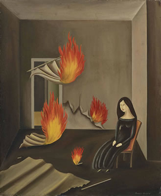 Sample artwork by Conroy Maddox (1912 - 2005), known for collage, surrealist painting of figures, animals, fish, buildings, landscape, educator - View similar artists and auction records