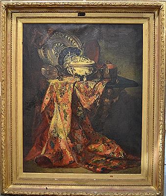 Nature morte au tapis sur une console