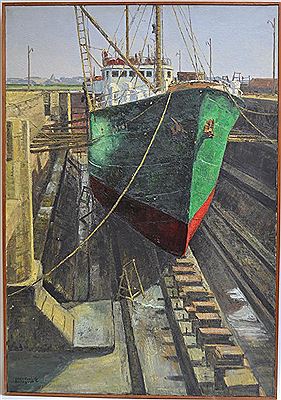 Saint Malo, cargo en cale sèche by Jean Paul Guinegault - Auction record, sale price, and art valuation. Compare with similar artists and explore comparable artworks.