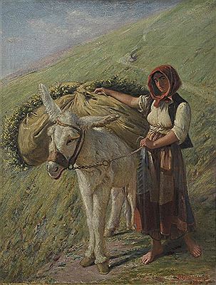 Woman and her donkey, 1899