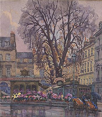 Flower market, Paris by Hyppolite Madelaine - Auction record, sale price, and art valuation. Compare with similar artists and explore comparable artworks.