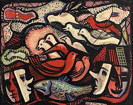 Tauben und Masken by Fritz Grewenig - Auction record, sale price, and art valuation. Compare with similar artists and explore comparable artworks.